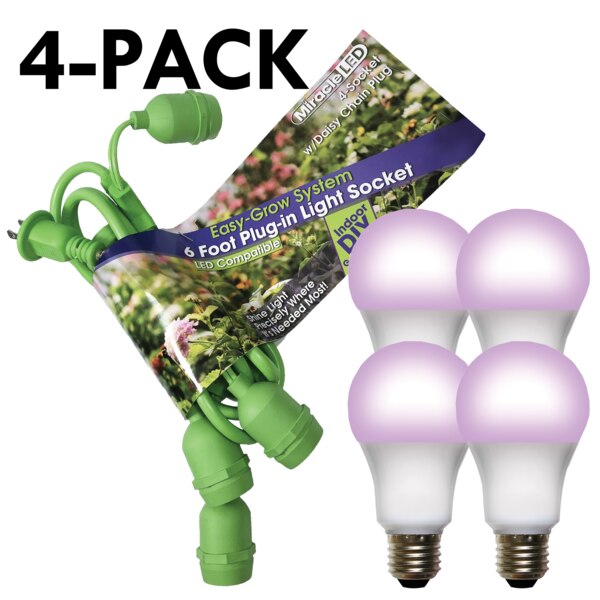 Grow System 4 Socket & LED Red & Blue Spectrum Grow Light Kit 20 Pcs Kit