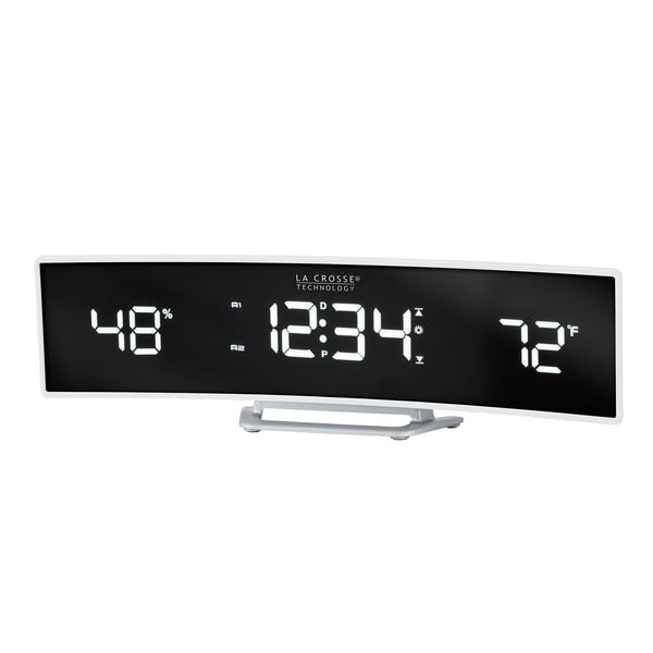 Wht Curved Alarm, Mirror Lens/Wht LED