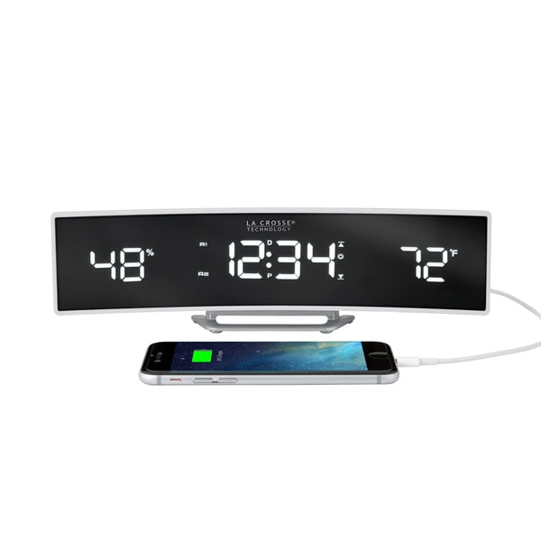 Wht Curved Alarm, Mirror Lens/Wht LED
