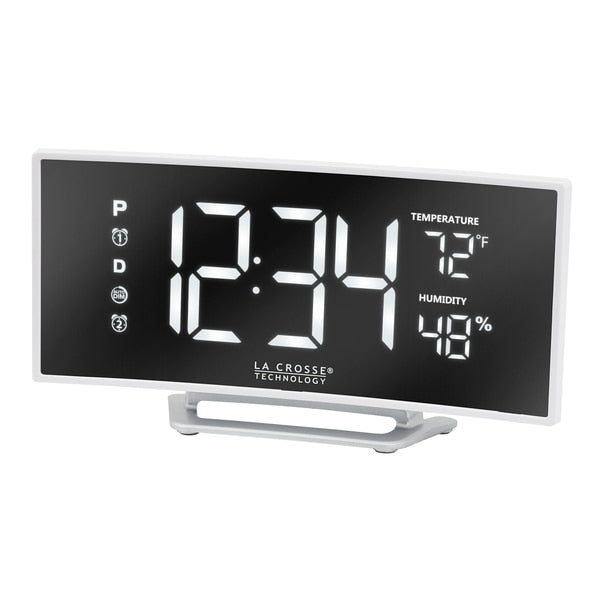 Crv Mirror LED Alarm Clock, Temp, USB Port
