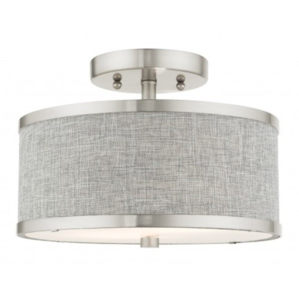 Brushed Nickel Semi Flush, 2 Light