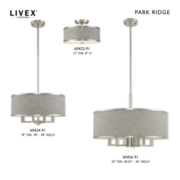 Park Ridge 4 Light Brushed Nickel Pendant Chandelier