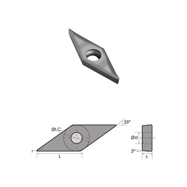 VCGX 21.51 LH Carbide Insert For Aluminum