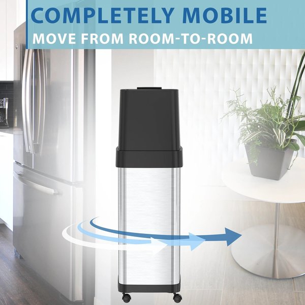 18 gal Rectangular Trash Can, Silver, Stainless Steel