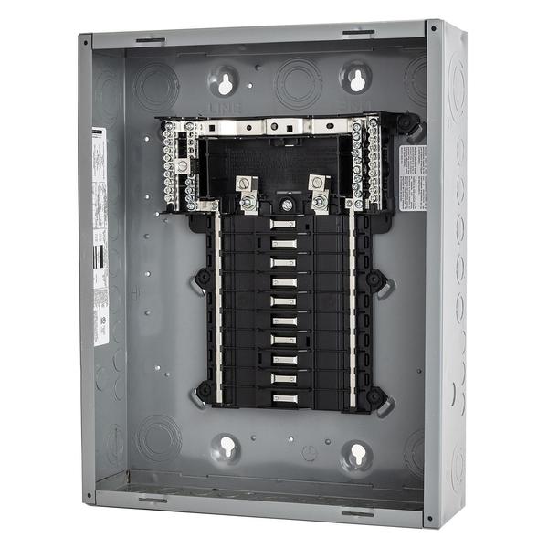 Load Center, 12 Spaces, 125 A Amps, 120/240V AC, QO Circuit Breaker Type