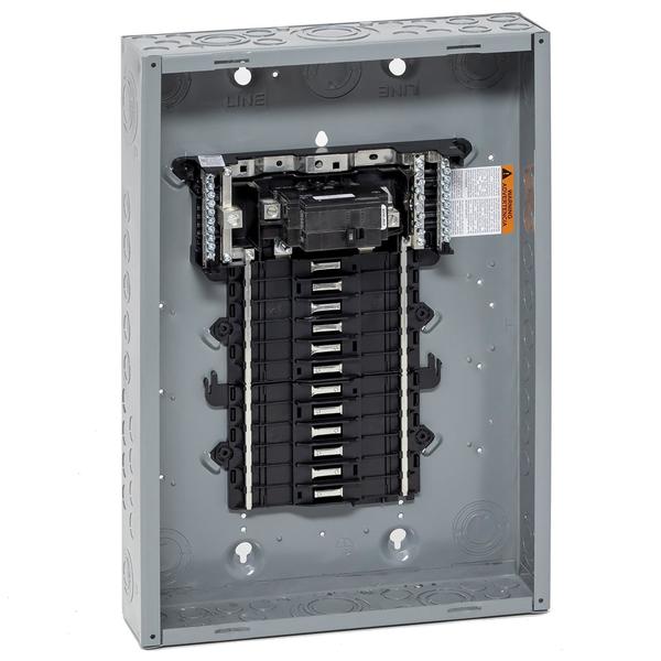 Load Center, 24 Spaces, 125 A Amps, 120/240V AC, QO Circuit Breaker Type