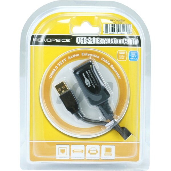 USB2.0 Active Ext.Cable, 32ft.L, Blk