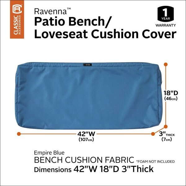 Ravenna Patio Cushion Slipcover, Empire Blue, 42