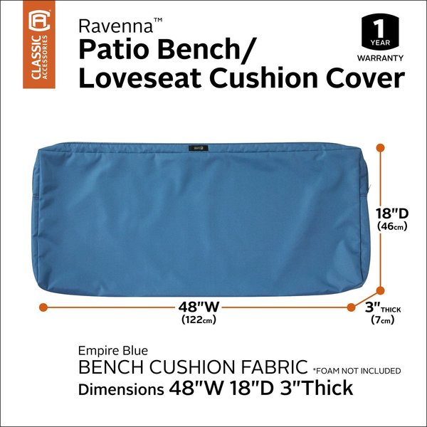Ravenna Patio Cushion Slipcover, Empire Blue, 48