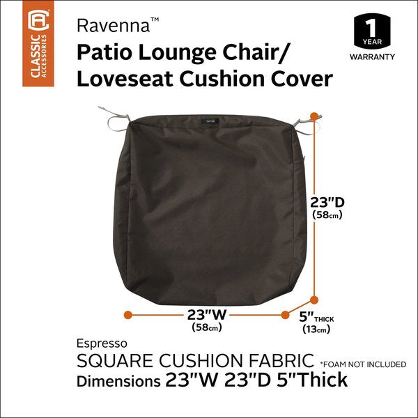 Ravenna Patio Cushion Slipcover, Espresso, 23