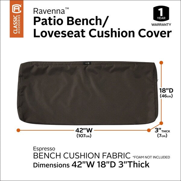 Ravenna Patio Cushion Slipcover, Espresso, 42