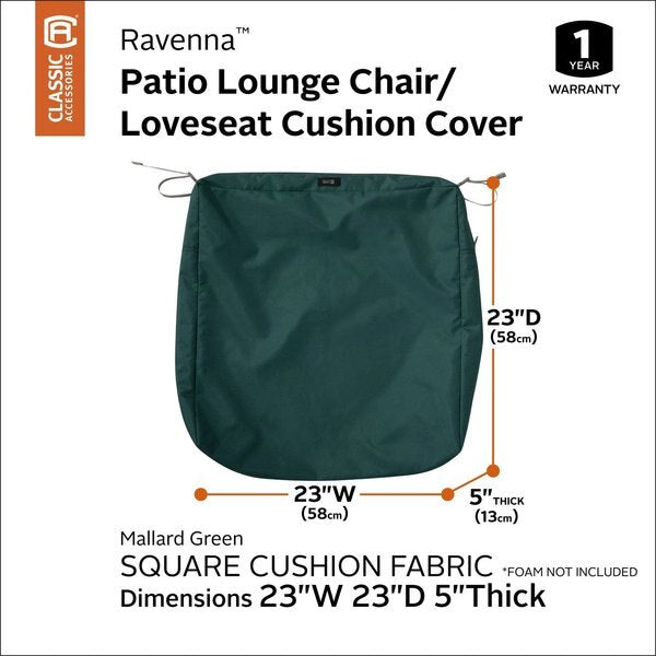 Ravenna Patio Cushion Slipcover, Mallard Green, 23