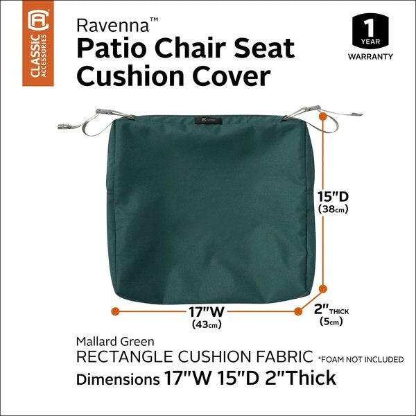 Ravenna Patio Cushion Slipcover, Mallard Green, 17