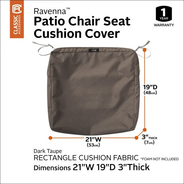Ravenna Patio Cushion Slipcover, Dark Taupe, 21