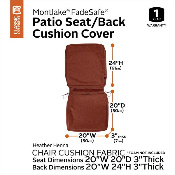 Montlake FadeSafe Chair Cushion Cover, Heather Henna, 44