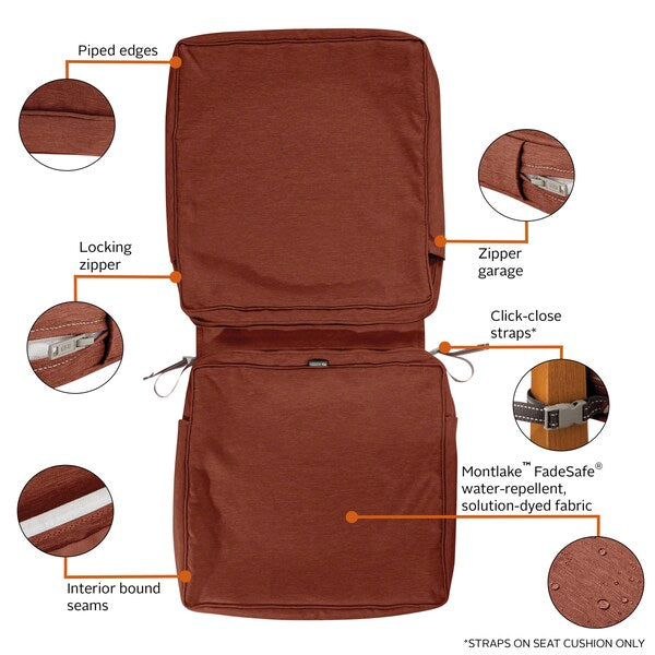 Montlake FadeSafe Chair Cushion Cover, Heather Henna, 44