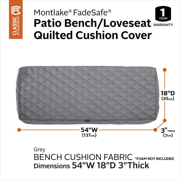 Montlake Quilted Cushion Slipcover, Grey, 54