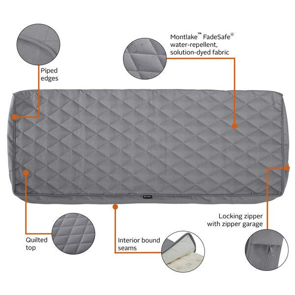 Montlake Quilted Cushion Slipcover, Grey, 54