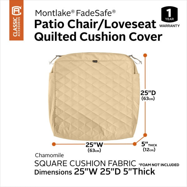 Montlake Quilted Cushion Slipcover, Chamomile, 25