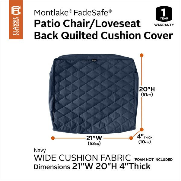 Montlake Quilted Cushion Slipcover, Navy, 21