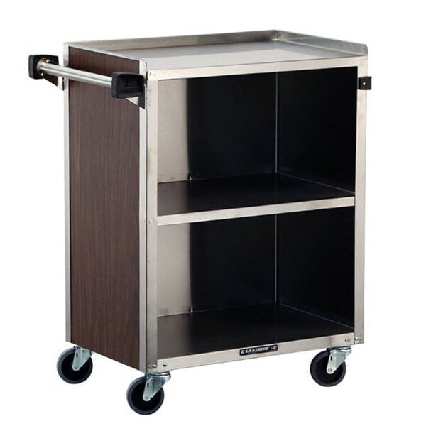 Stainless Steel Enclosed Bussing Cart, 3 Shelf, 300 lb Capacity