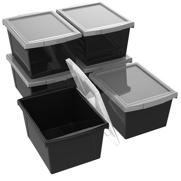 Storage Bin, Black, 6 PK