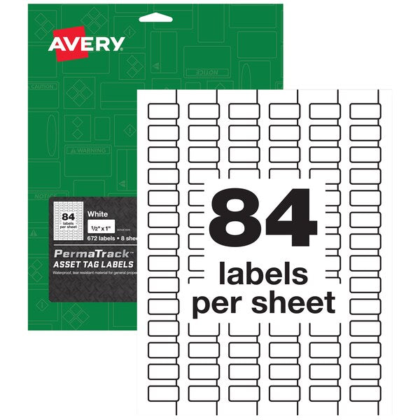 Durable White Asset Tag Labels, La, PK672