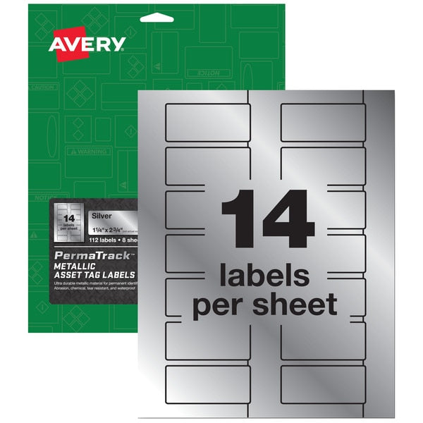 Durable Metallic Asset Tag Labels, PK112