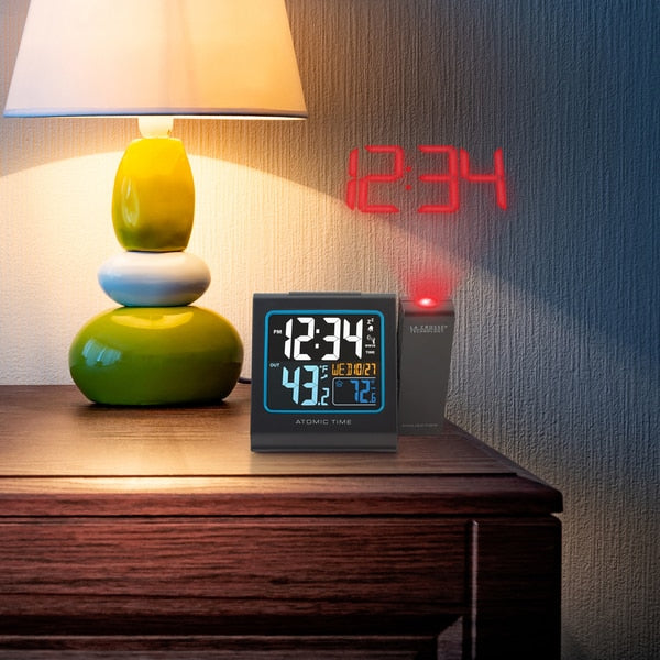 Atomic Projectn Alarm Clock, In/Out Temp