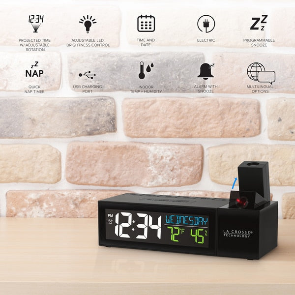 Pop-Up Bar Projectn Alarm Clock, USB Port