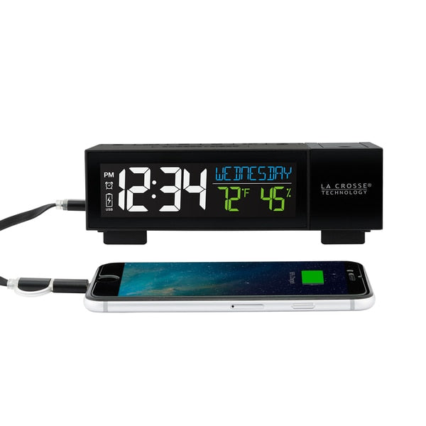 Pop-Up Bar Projectn Alarm Clock, USB Port