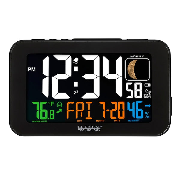 Atomic Color Alarm clock, Indoor Temp/