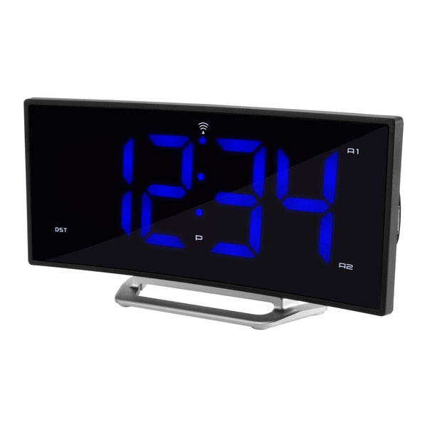 Atomic Curved LED Alarm clock w USB Port