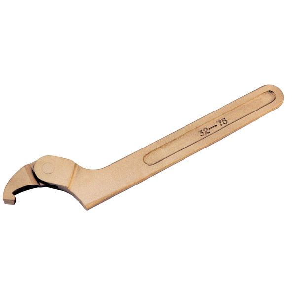 Non Sparking Wrench, Adj Hook, 50/120mm, Aluminum Bronze