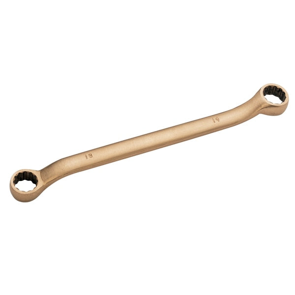 Non Sparking Wrench, Dbl Box, Offset, 14 x 15mm, Aluminum Bronze