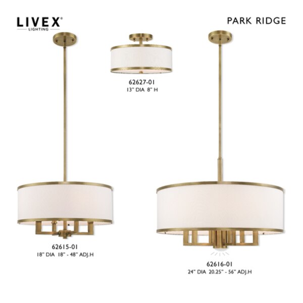 Park Ridge 4 Light Antique Brass Pendant Chandelier