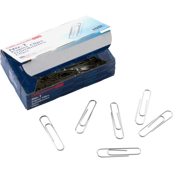 Paper Clips, No. 1, Silver, Steel, PK100