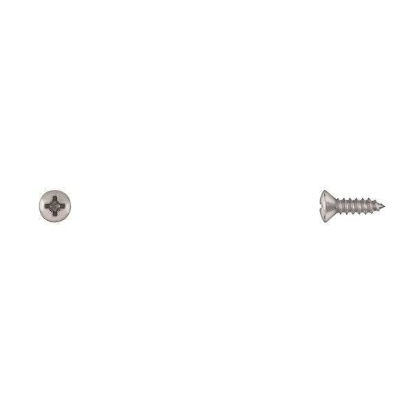 Sheet Metal Screw, #6 x 1/2 in, Chrome Plated Oval Head Phillips Drive