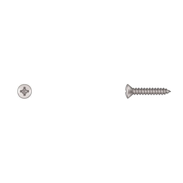 Sheet Metal Screw, #6 x 3/4 in, Chrome Plated Oval Head Phillips Drive