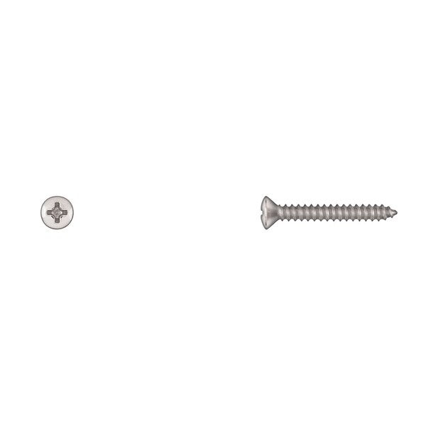 Sheet Metal Screw, #6 x 1 in, Chrome Plated Oval Head Phillips Drive