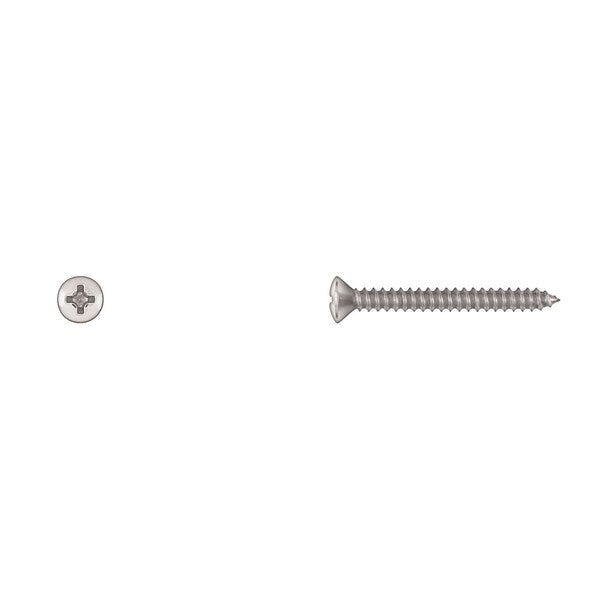 Sheet Metal Screw, #6 x 1-1/4 in, Chrome Plated Oval Head Phillips Drive