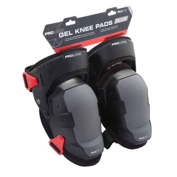 Impact-Absorbing Gel Knee Pads, With Thigh Stabilization, Adjustable, Black, 1 Pair