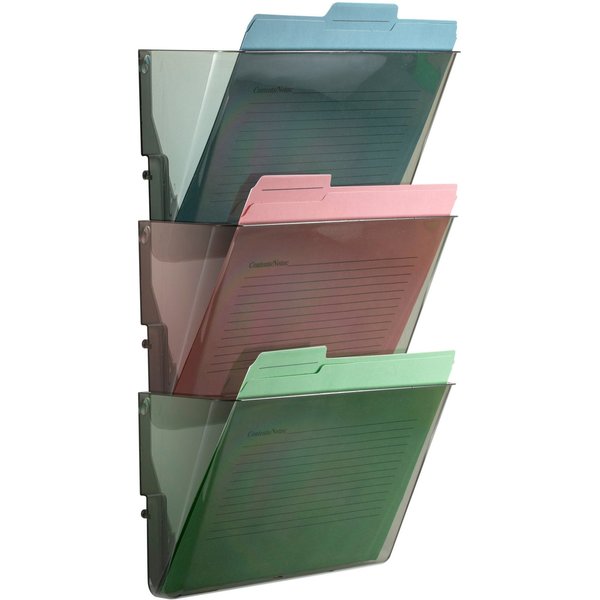 Wall Pocket, Letter, Smoke, 7 In H, PK3