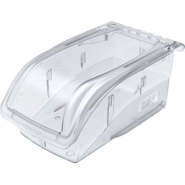 Hang & Stack Storage Bin, Clear, Plastic, 10.9 in L x 5.5 in W x 5.3 in H, 25 lb Load Capacity