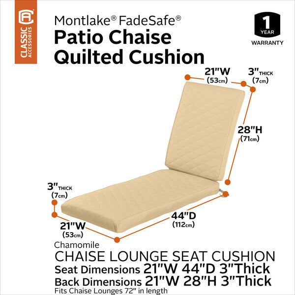 Montlake Quilted Patio Cushion, Chamomile, 72