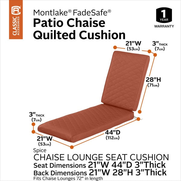 Montlake Quilted Patio Cushion, Spice, 72