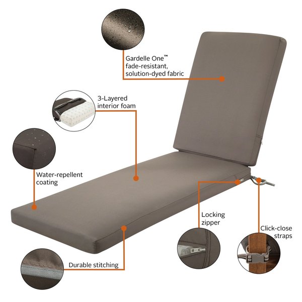 Ravenna Chaise Cushion, Dark Taupe, 72