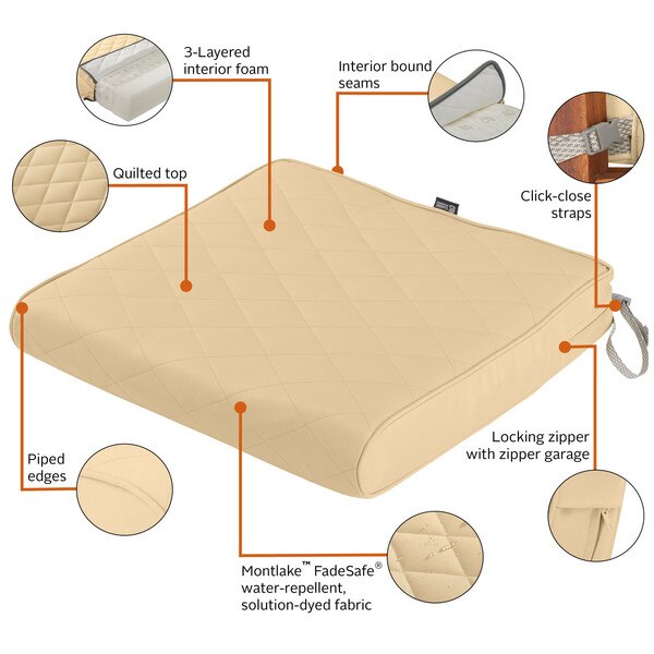 Montlake Quilted Patio Cushion, Chamomile, 21