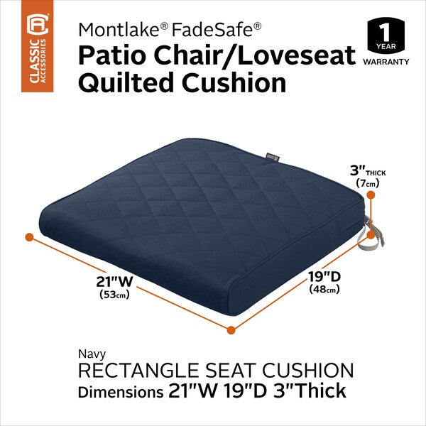Montlake Quilted Patio Cushion, Navy, 21