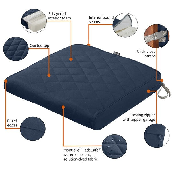 Montlake Quilted Patio Cushion, Navy, 21